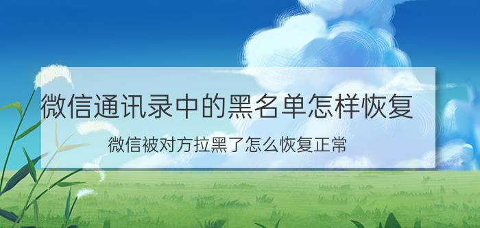 微信通讯录中的黑名单怎样恢复 微信被对方拉黑了怎么恢复正常？